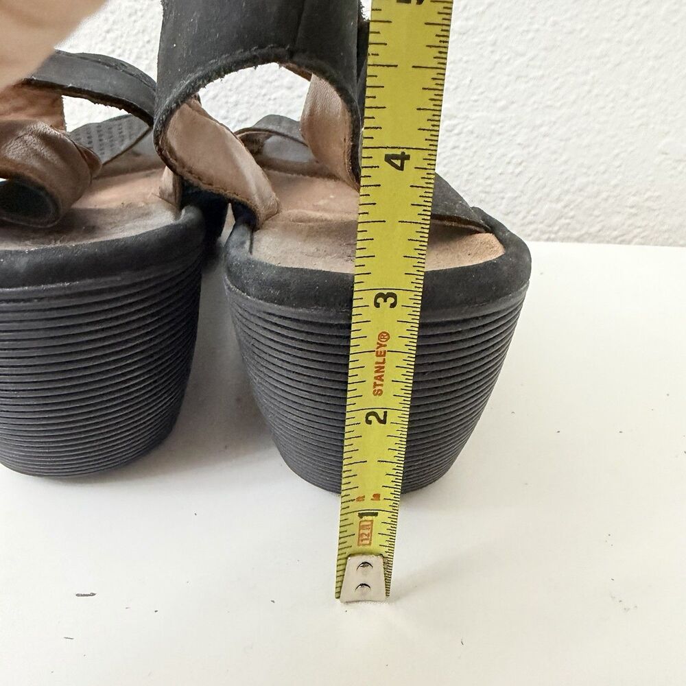 Clarks Artisan Black Nubuck Wedge Sandals Peep Toe Hook Loop Women’s 11 - Picture 11 of 11